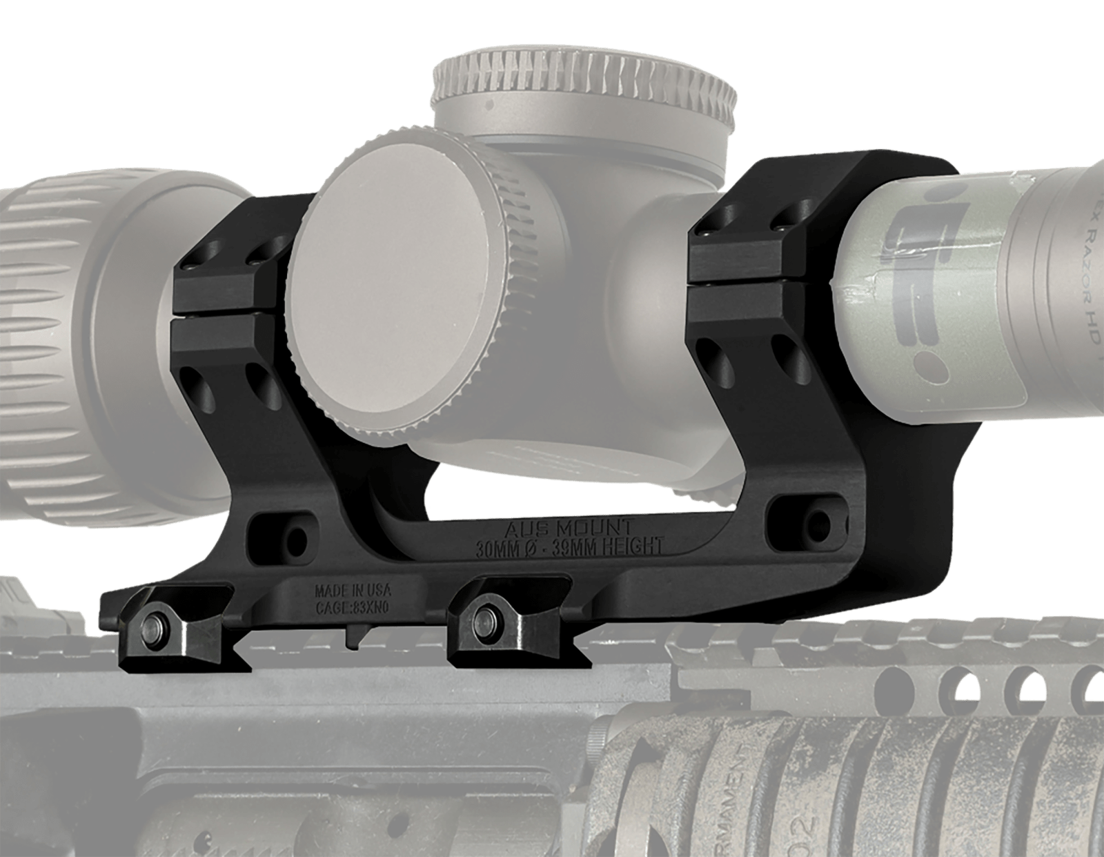 Reptilia LLC 100116 AUS Optic Mount Black 7075-T6 Aluminum 30mm Tube Mil-Spec 1913 Picatinny Rail Mount