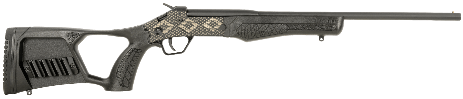 Rossi SSP1BKEN1 Tuffy Youth 410 Gauge with 18.50" Barrel, 1rd Capacity, Matte Black with Snakeskin Engraving Metal Finish & Black Fixed Thumbhole Stock Right Hand