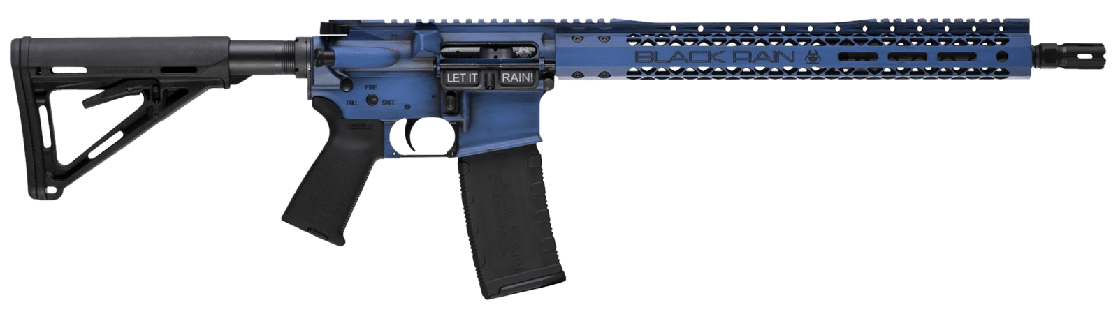Black Rain Ordnance BROWTPBLB Spec 15+ We The People 5.56x45mm NATO 30+1 16", Blue Battleworn with Deep Engraving, 15" Slim M-LOK, Magpul Grip/Carbine Stock, Castle Flash Hider