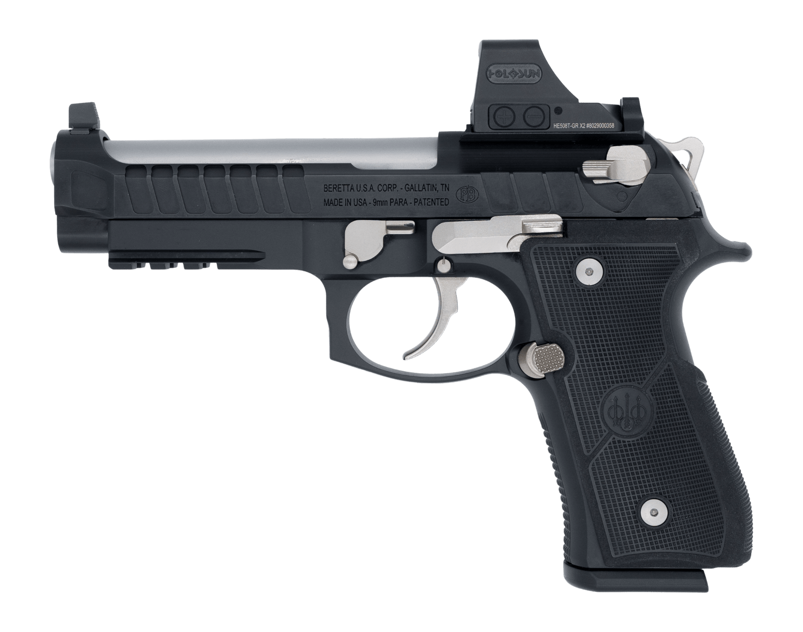 Langdon Tactical Tech 92E2TJNRRBS Beretta 92 Elite  Full Size 9mm Luger 18+1 4.70" Stainless Barrel, Black Nitride Stainless Steel Optic Ready/Serrated Slide, Black Anodized Aluminum Frame w/Picatinny