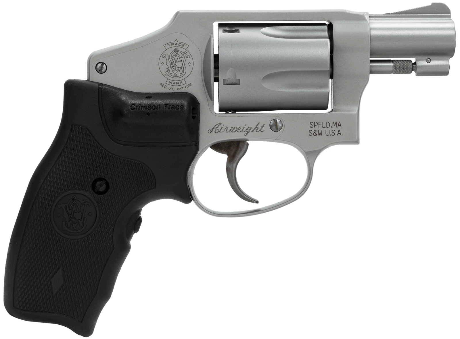Smith & Wesson 163811 Model 642 Airweight 38 Special + P 5 Shot 1.88" Stainless Steel Barrel/Cylinder, Matte Silver Aluminum Alloy J-Frame, Includes Crimson Trace LG-305 Lasergrip