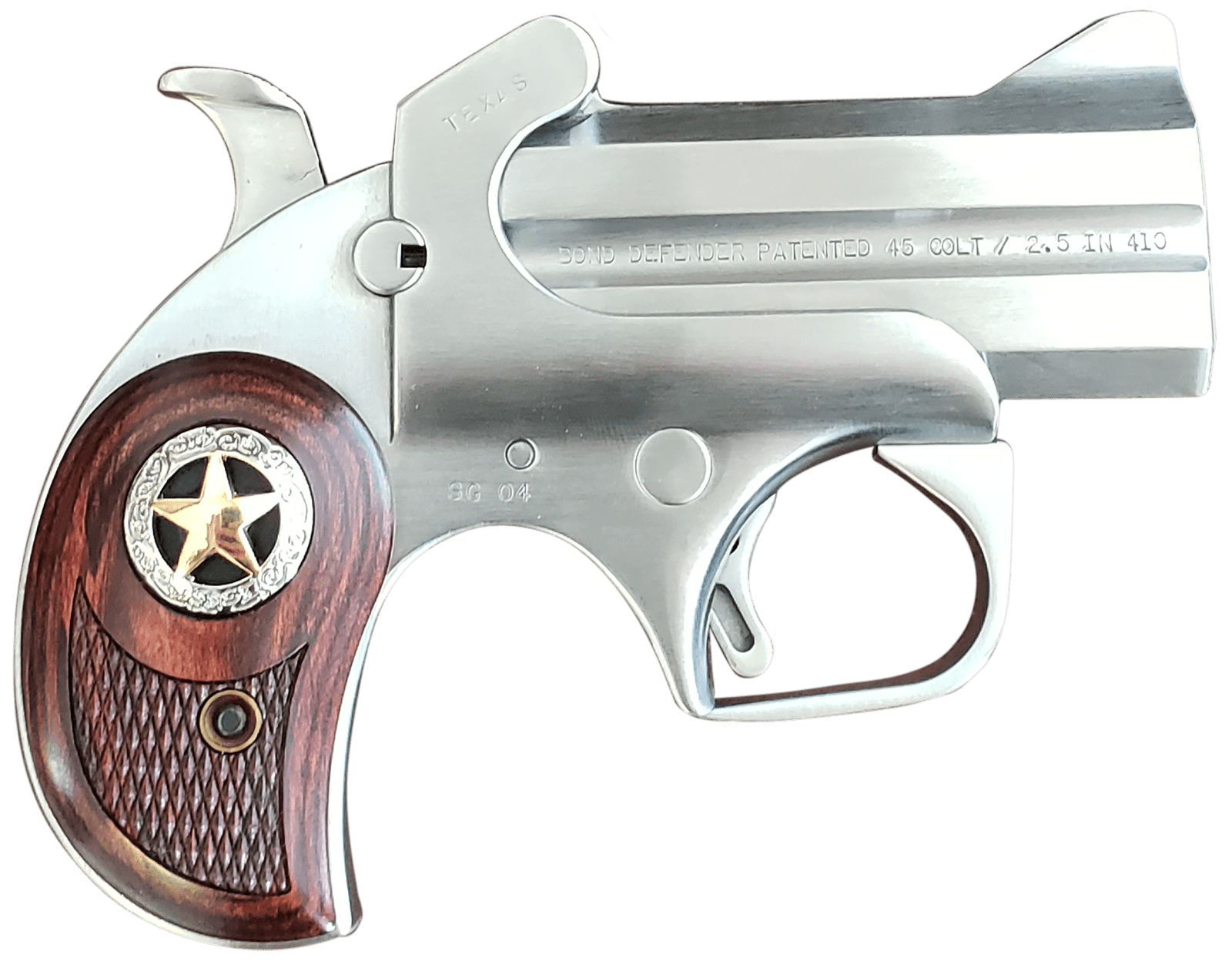 Bond Arms BARD Rustic Defender Original Sports South Exclusive 45 Colt/410 Gauge 2rd Shot 3" Rosewood w/Integrated Star Grips Right Hand