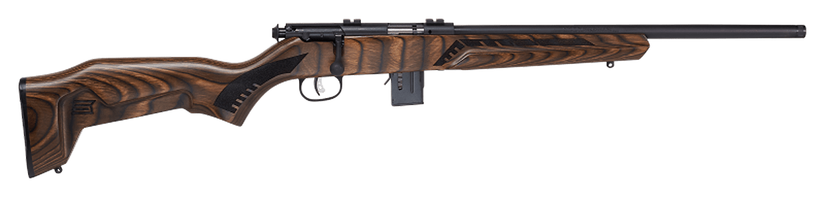 Savage Arms 91937 93 Minimalist Full Size 22 WMR 10+1 18" Matte Black Threaded Barrel, Matte Black Drilled & Tapped Carbon Steel Receiver, Natural Brown Boyd's Minimalist Laminate Stock, Right Hand