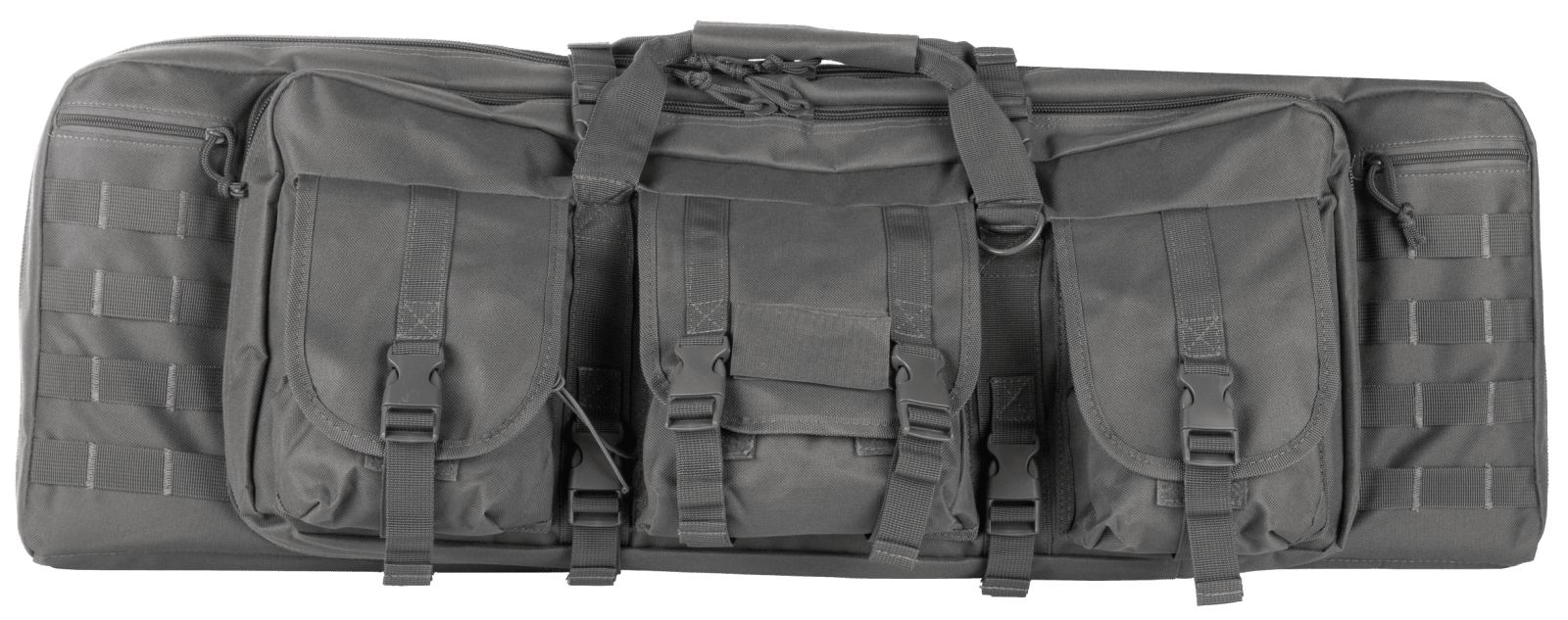 NcStar CVDC2946U36 VISM Double Carbine Case Urban Gray PVC Nylon w/ Foam Padding Lockable Zippers Pockets & MOLLE Webbing