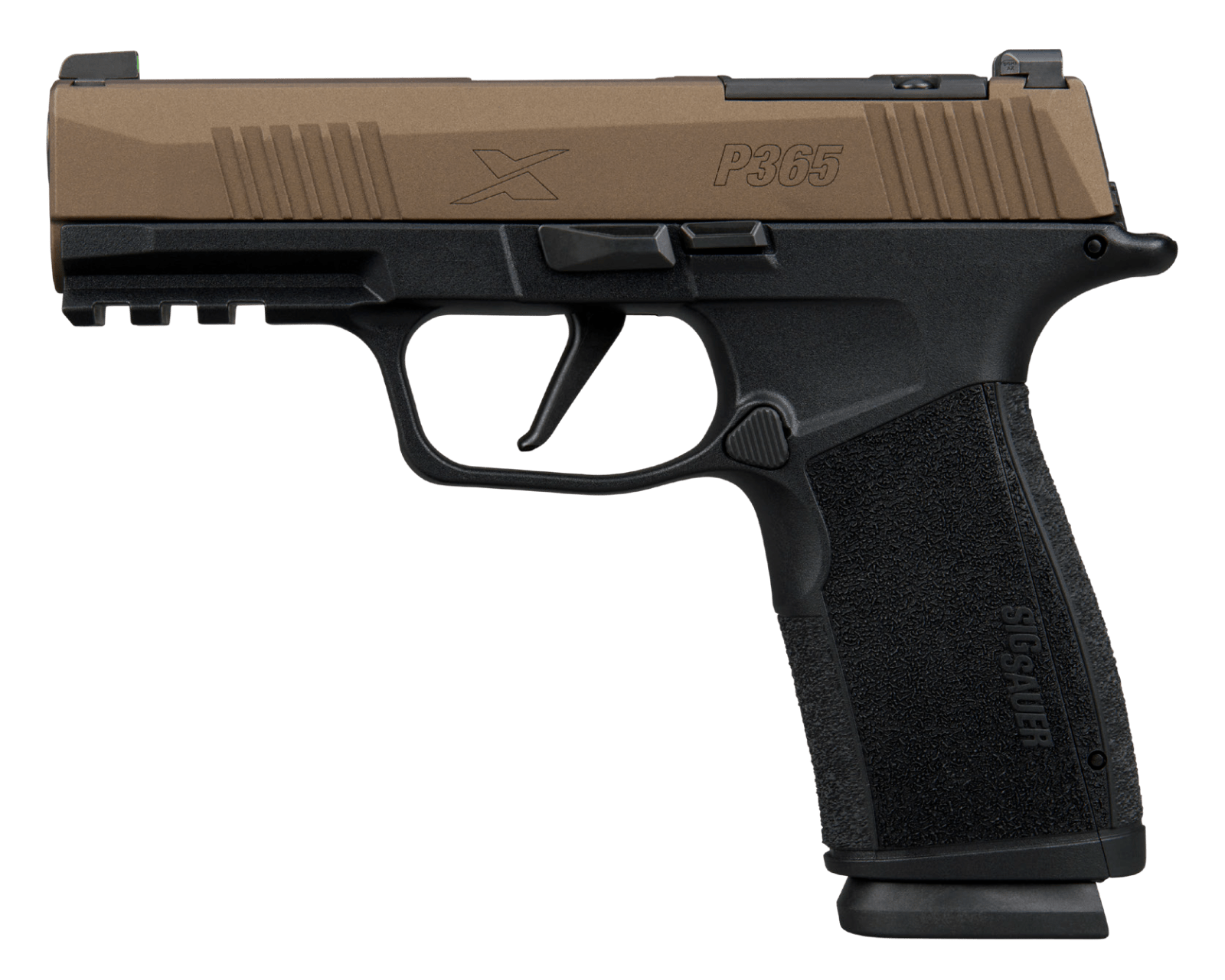Sig Sauer 365XCA9FBZXR3 P365 XMacro Compact 9mm Luger 17+1 3.70" Bronze Cerakote w/Freedom Engraving Stainless Steel Optic Ready/Serrated Slide, Black Stainless Steel Frame w/Beavertail & Picatinny R