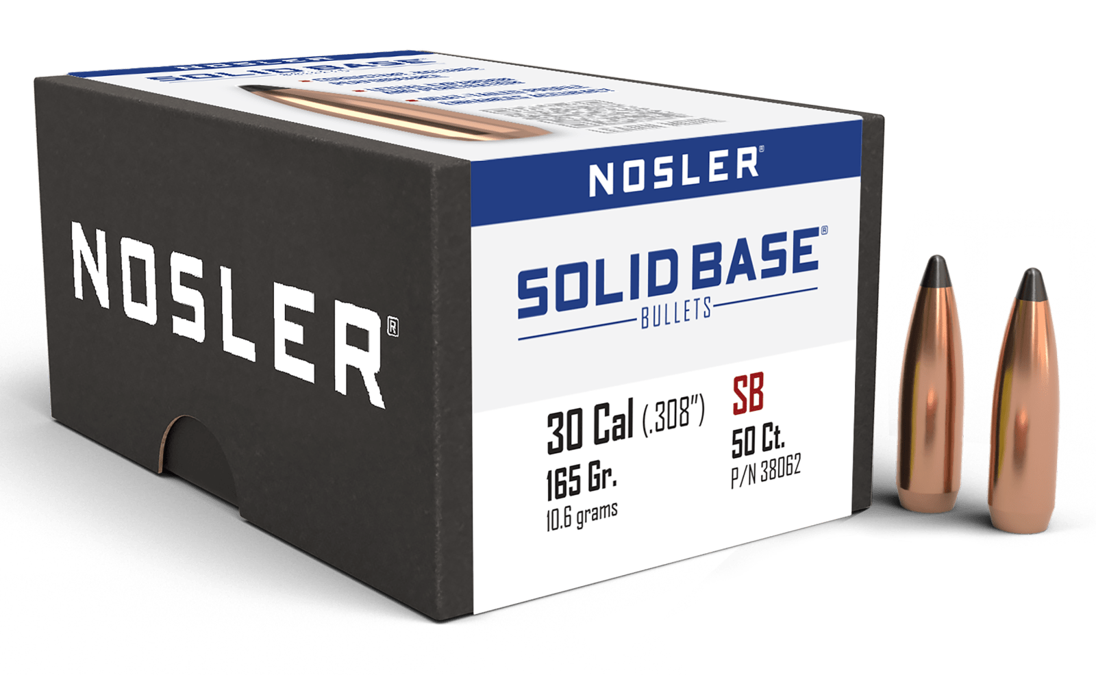 Nosler 38062 Solid Base  30Cal 165gr Soft Point 50CT