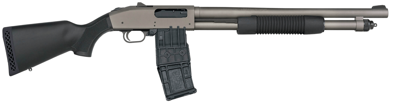 Mossberg 50219 590M  12 Gauge 10+1 18.50" Tungsten Gray Cerakote Barrel & Steel Drilled & Tapped Receiver, Magpul SGA Safety Orange Synthetic Stock