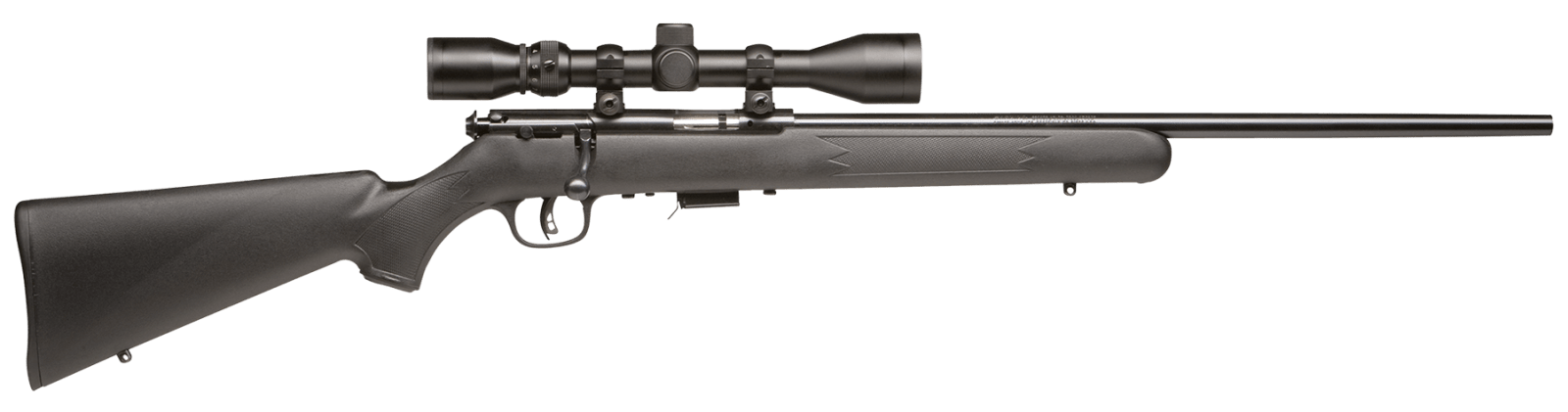 Savage Arms 91806 93 FXP Full Size 22 WMR 5+1 21" Matte Black Sporter Barrel, Matte Black Drilled & Tapped Carbon Steel Receiver, Matte Black Fixed Synthetic Stock, 3-9x40mm Duplex, Right Hand