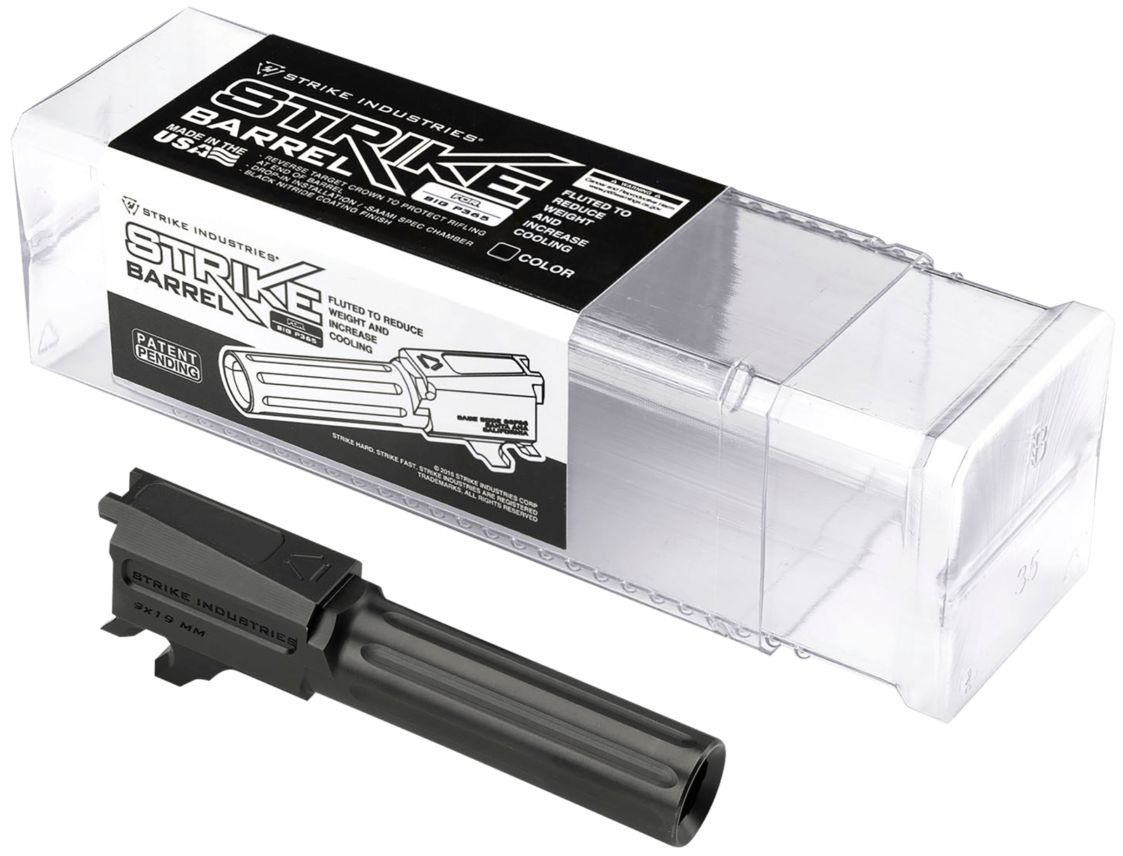 Strike Industries P365BARREL P365  9mm Luger 3.10" Fluted Black Nitride Steel, Fits Sig P365