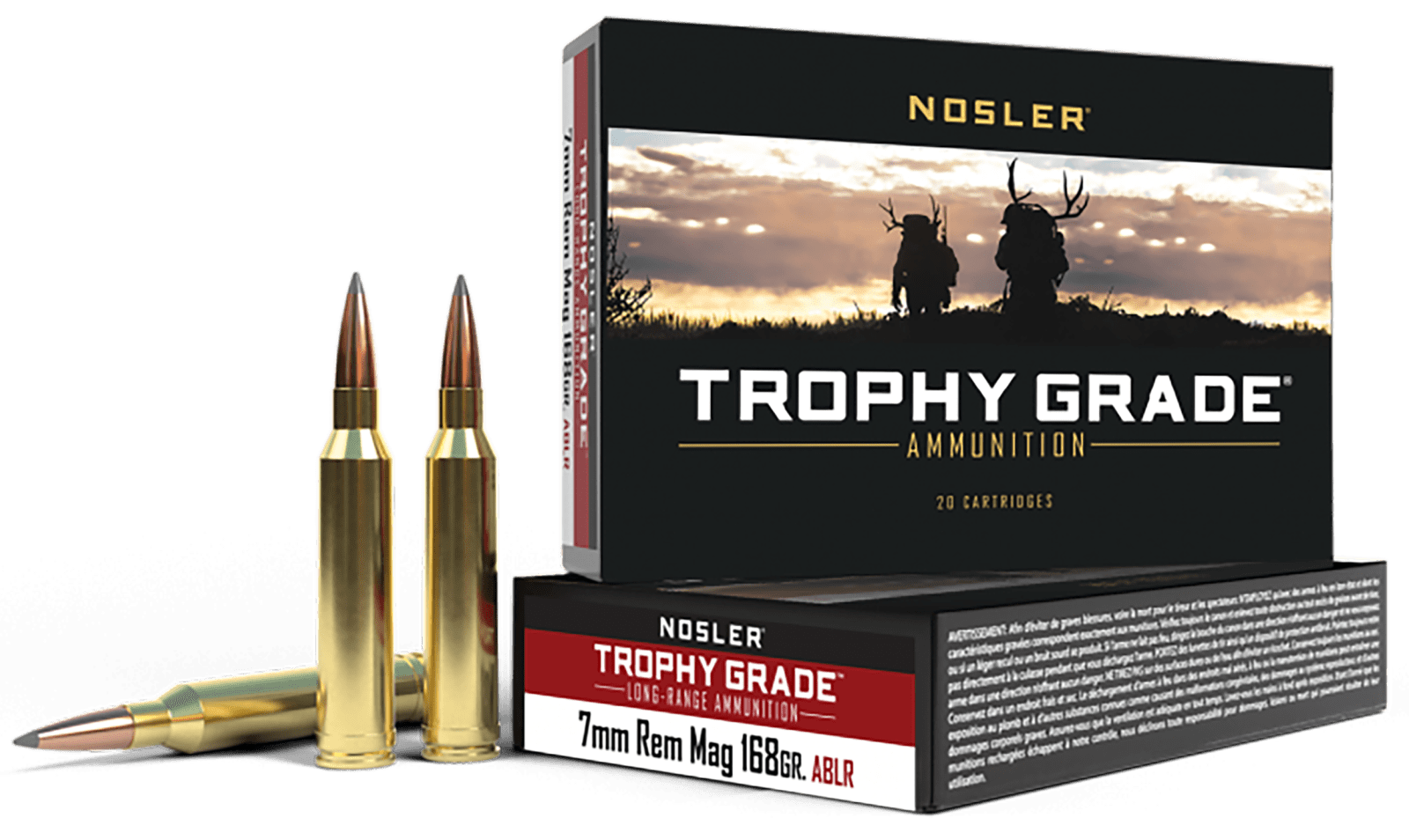 Nosler 60108 Trophy Grade Long-Range 7mmRemMag 168gr Nosler Spitzer AccuBond Long Range 20 Per Box/10 Case