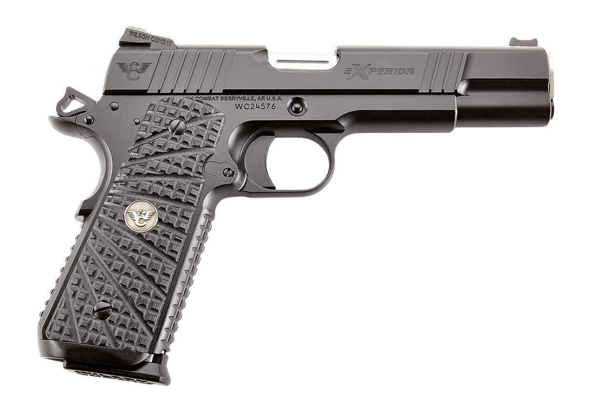 Wilson Combat XPFS45 eXperior Government 45 ACP 8+1 5" Stainless Match Grade Barrel, Black Armor-Tuff Carbon Steel Serrated Slide & Frame w/Beavertail, Black G10 TRAK Grip