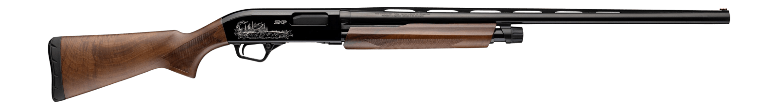 Winchester Repeating Arms 512480391 SXP High Grade 12 Gauge Pump 3" 4- 2.75" Shells 26" Black Chrome Vent Rib Barrel, Engraved Gloss Blued Aluminum Receiver, Fixed Grade II Oiled Walnut Stock, Invecto