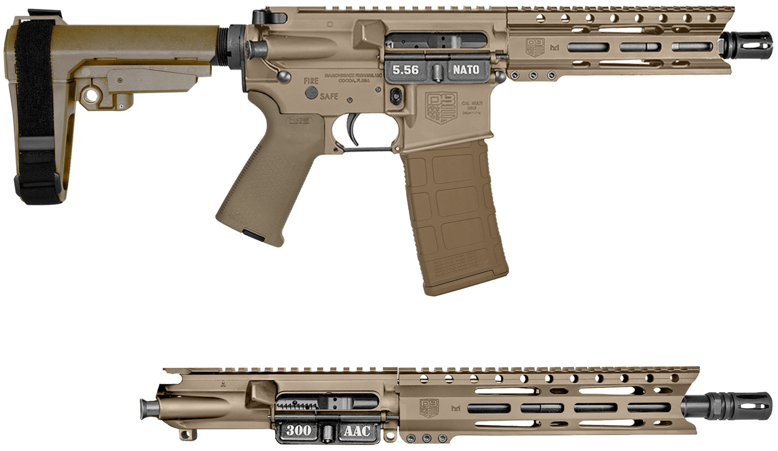 Diamondback DB195AK061 DB15 5.56/300BLK 30rd 7"/10" Black Nitride Flat Dark Earth Flat Dark Earth Magpul Grip