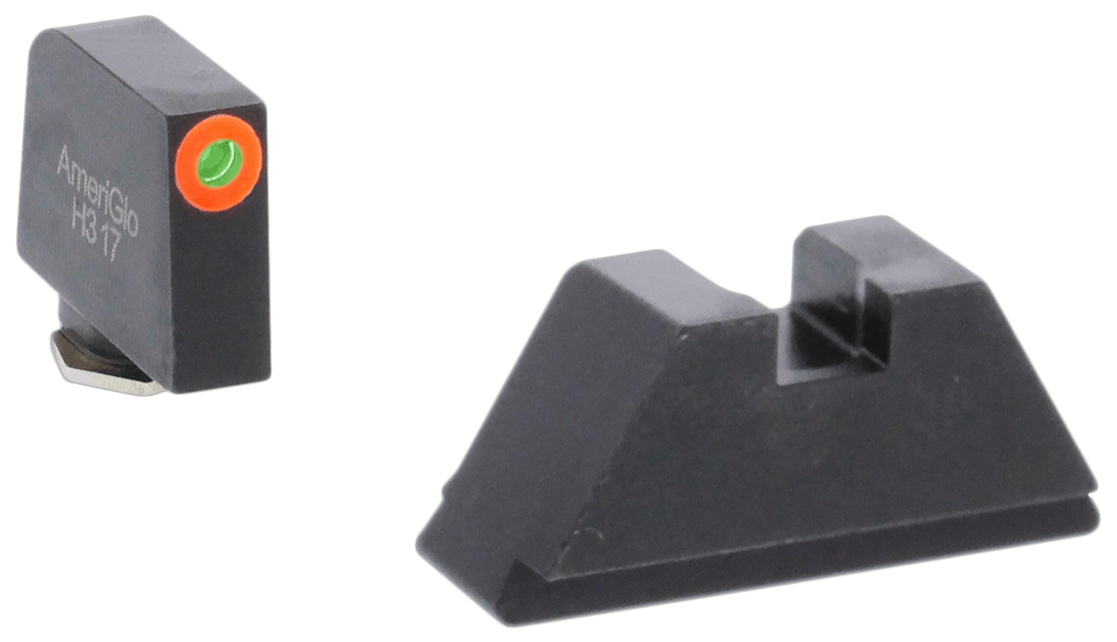 AmeriGlo GL511 Optic Compatible Sight Set for Glock  XL Tall Green Tritium Orange Outline Front Sight-Green Tritium Black Rear Sight