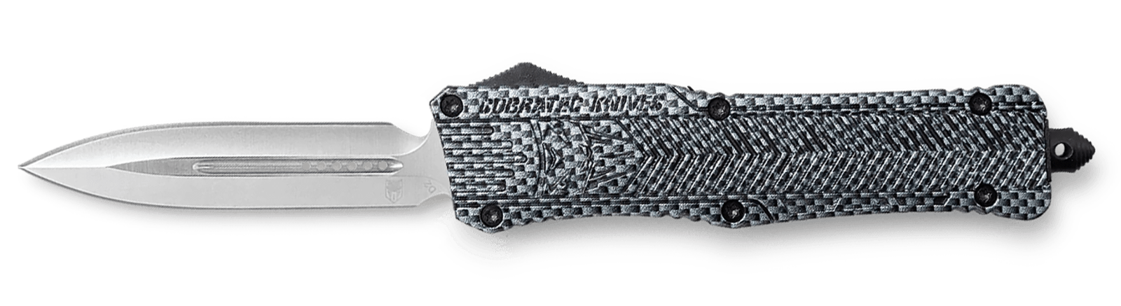 CobraTec Knives LCFCTK1LDAGNS CTK-1  Large 3.75" OTF Dagger Plain D2 Steel Blade/Carbon Fiber Aluminum Handle Features Glass Breaker Includes Pocket Clip