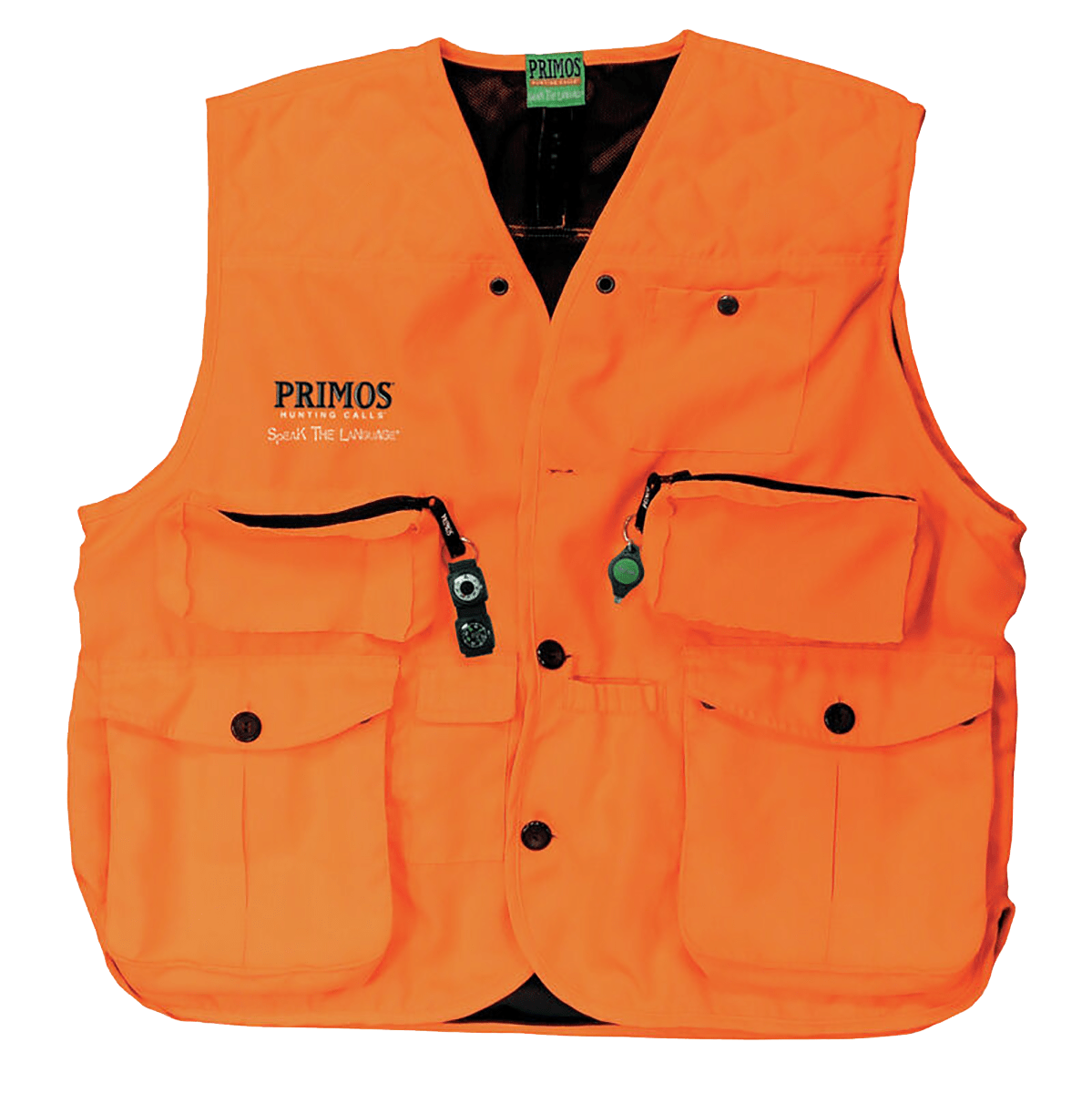 Primos 65704 Gunhunter's Hunting Vest 2XL Blaze Orange Features Compass & LED Light