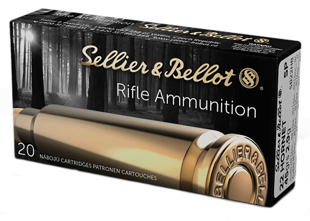 Sellier & Bellot SB22HB Rifle  22Hornet 45gr Soft Point 20 Per Box/90 Case