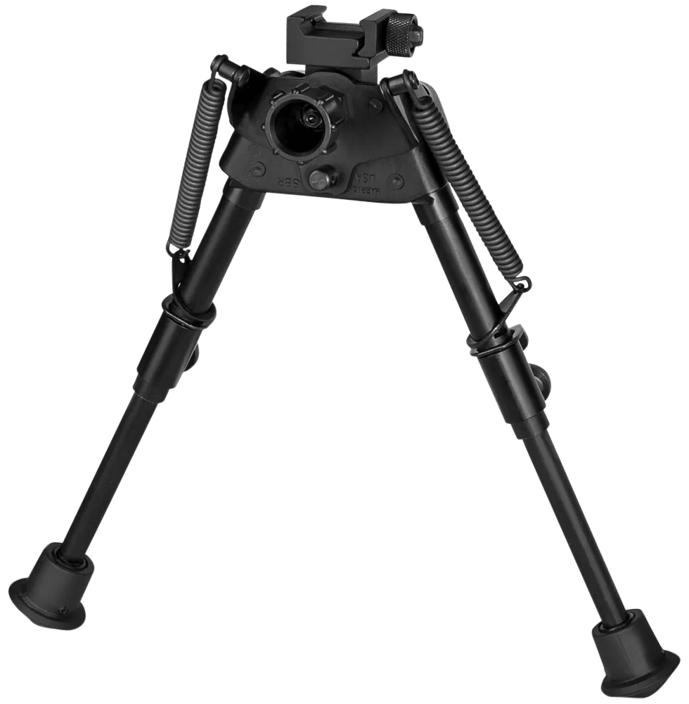 Harris Bipods S-BRP Swivel BR Picatinny, 6-9", Black Steel/Aluminum, Rubber Feet