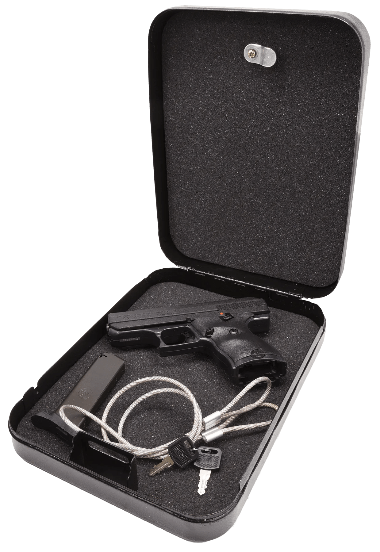 Hi-Point 916HSP CF Home Security Package 9mm Luger 8+1 3.50" Black Steel Barrel Black Powder Coated/Chrome Serrated Steel Slide Black Polymer Frame Black Polymer Grip, Keyed Lock Box