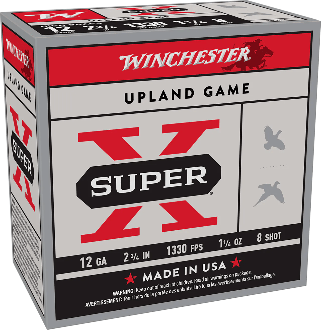 Winchester Ammo X128 Super X Heavy Game Load High Brass 12Gauge 2.75" 1 1/4oz 8Shot 25 Per Box/10 Case