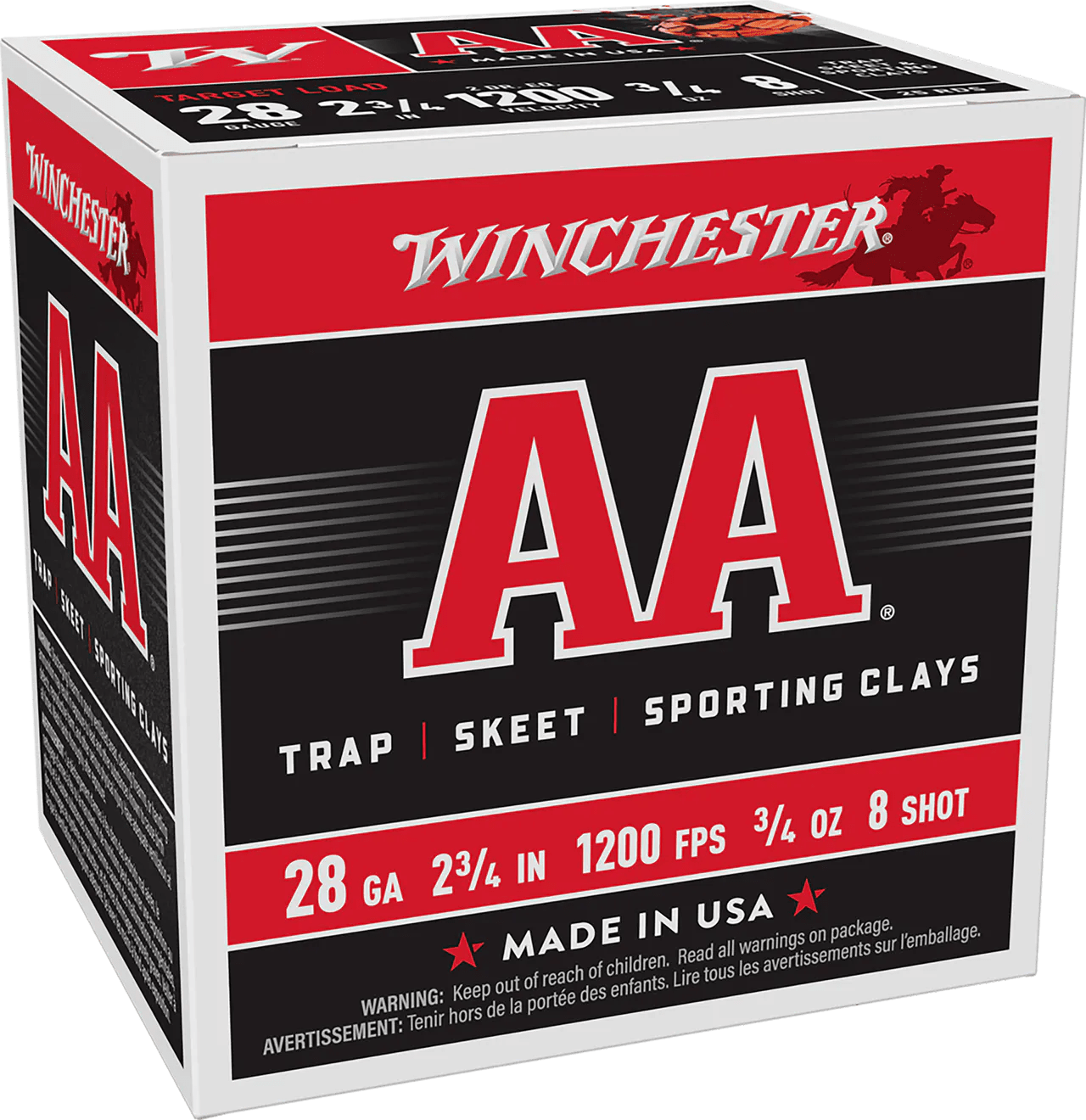 Winchester Ammo AA288 AA  28Gauge 2.75" 3/4oz 8Shot 25 Per Box/10 Case