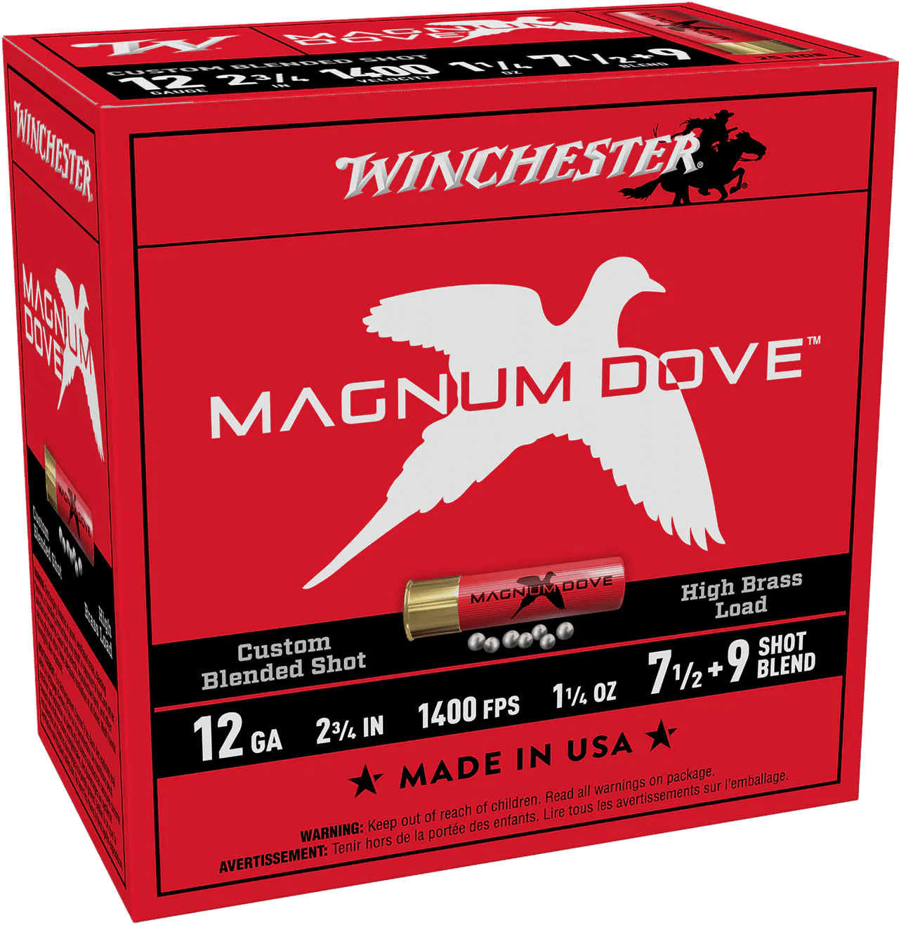 Winchester Ammo MD1279 Magnum Dove  12Gauge 2.75" 1 1/4oz 7.5/9Shot 25 Per Box/10 Case