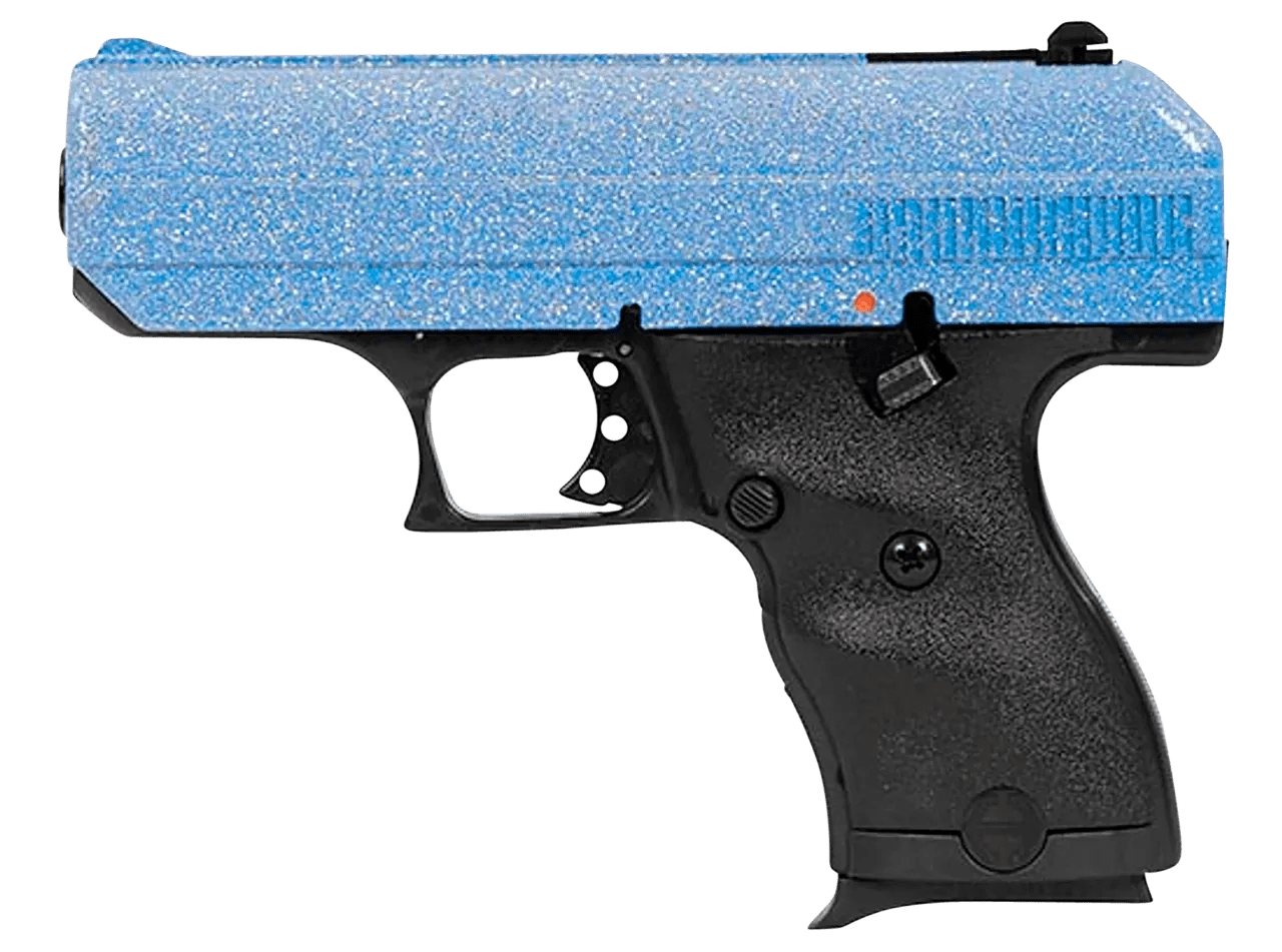 Hi-Point 916BLSP C9 9mm Luger 8+1 3.50" Black Steel Barrel, Hydro-Dipped Blue Sparkle Serrated Slide, Black Polymer Frame, Black Polymer Grips