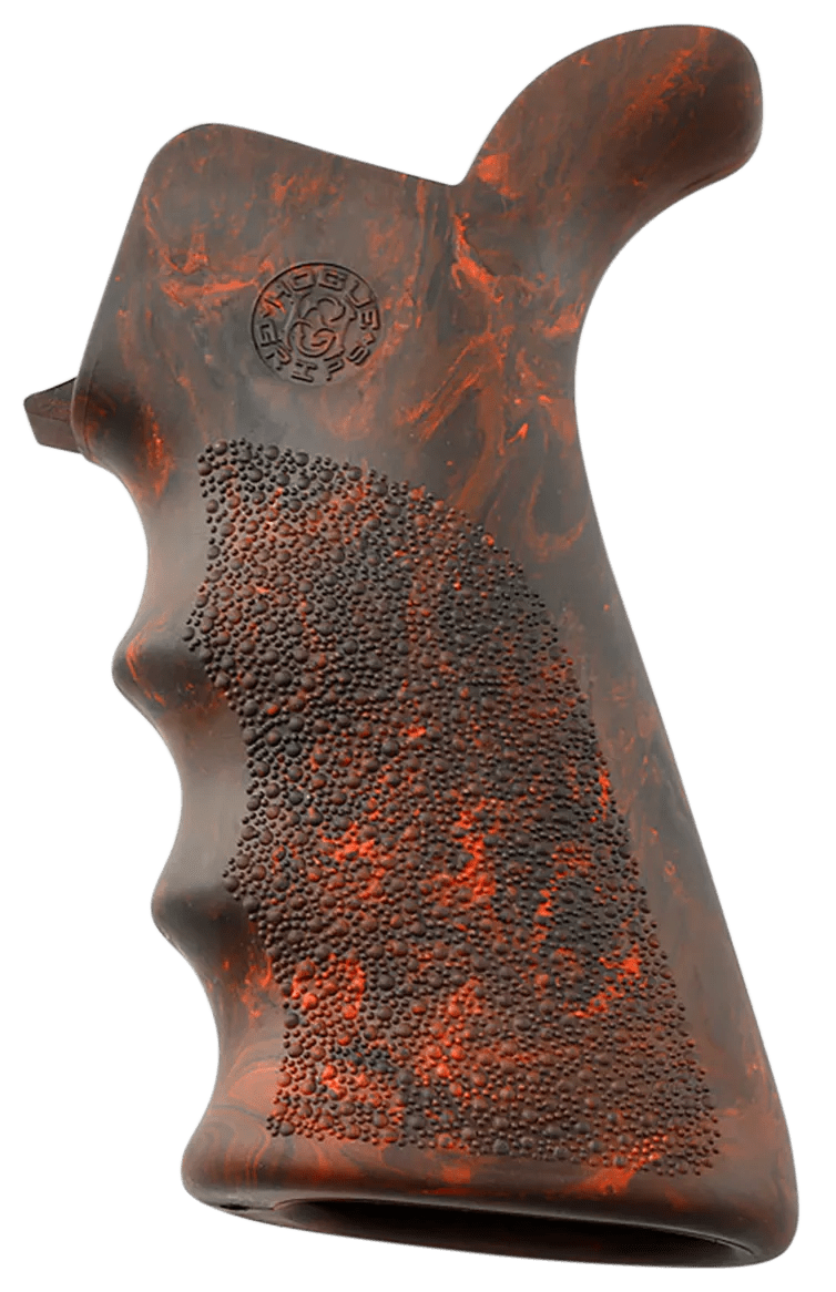 Hogue 15421 OverMolded Beavertail made of Rubber with Red Lava Finish, Cobblestone Texture & Finger Grooves for AR-15, M16