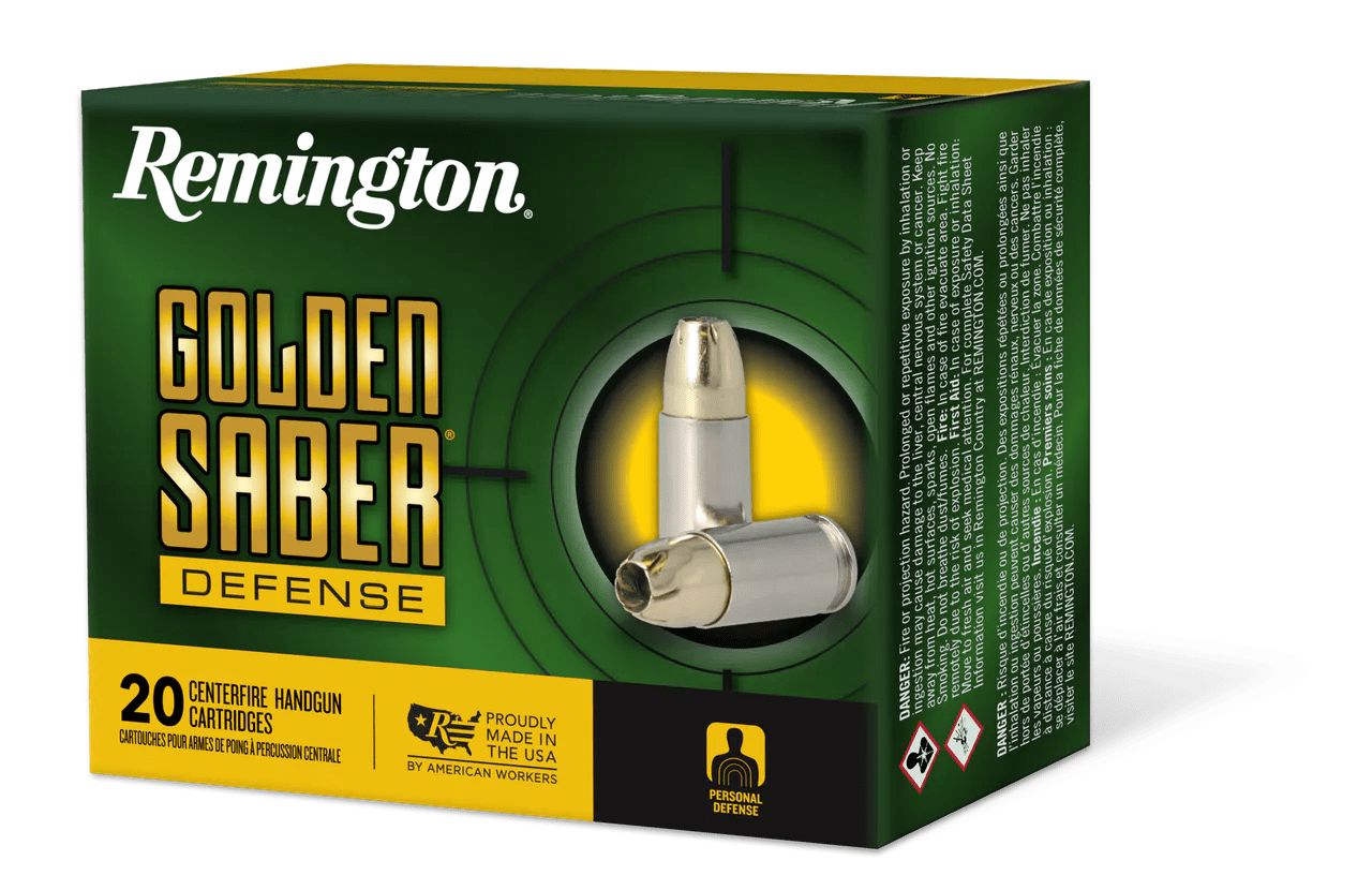 Remington Ammunition 27604 Golden Saber Defense 9mmLuger 147gr Brass Jacketed Hollow Point 20 Per Box/25 Case