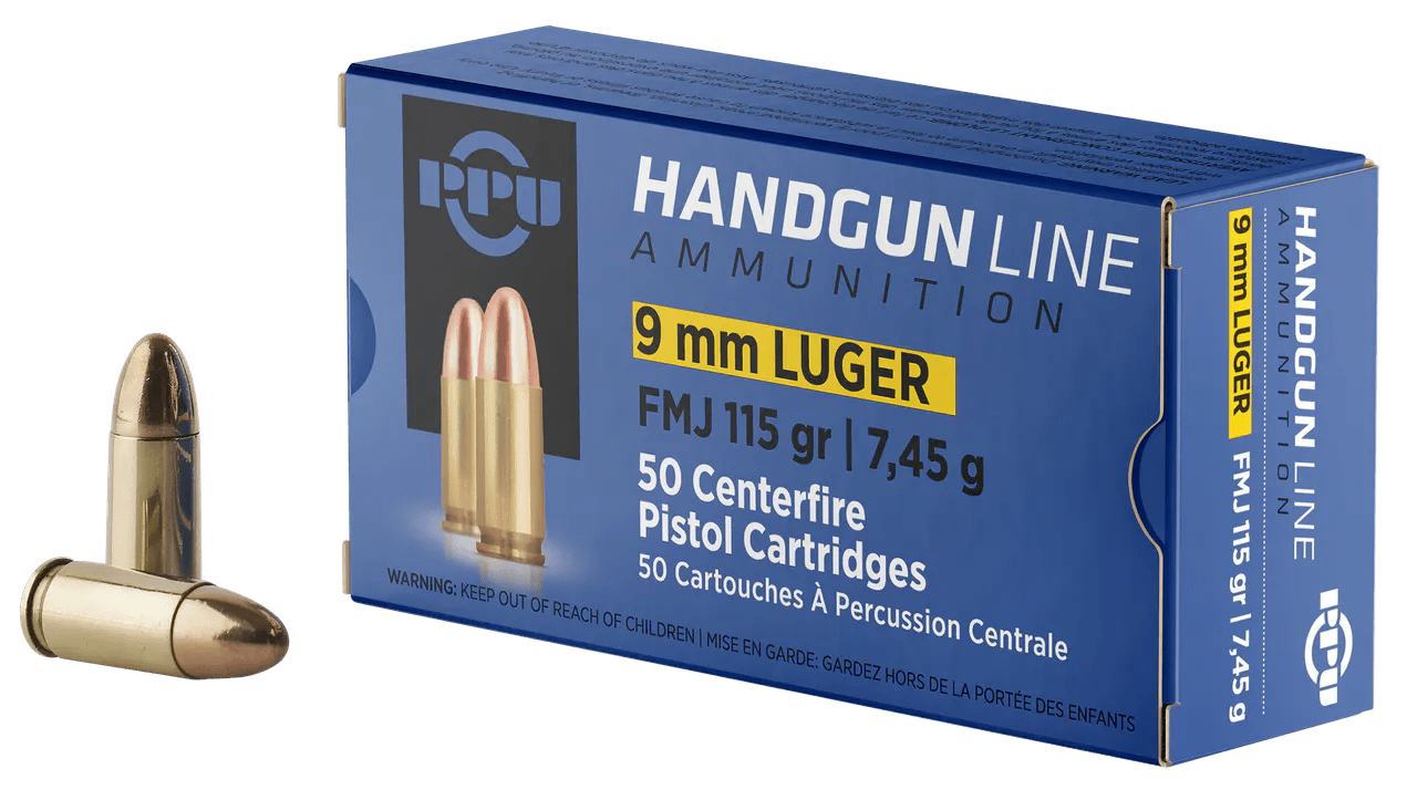 PPU PPH9F1 Handgun  9mmLuger 115gr Full Metal Jacket 50 Per Box/20 Case