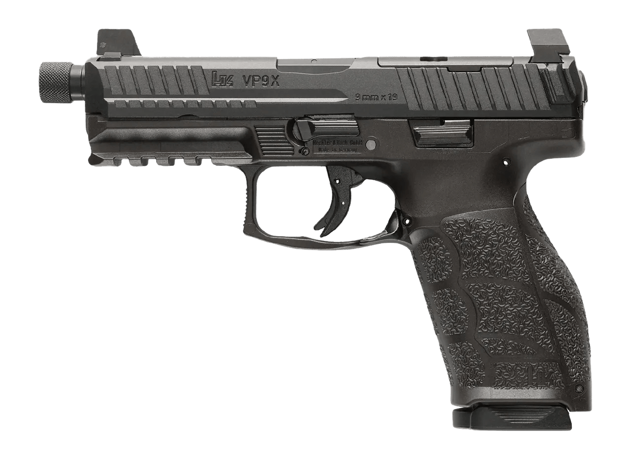 HK 81001225 VP9A1 X Tactical Full Size 9mm Luger 10+1 4.70" Black Threaded Barrel, Black Steel Serrated w/Optic Slide, Black Polymer Frame w/Picatinny Rail, Textured Grip