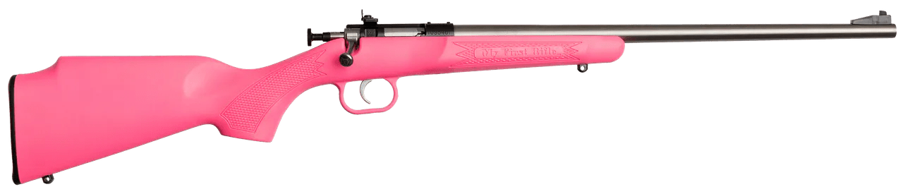 Crickett KSA2221 Youth  22 LR 1rd 16.12" Stainless Single Shot Barrel, Blued Stainless Steel Receiver, Pink Fixed Synthetic Stock, Right Hand