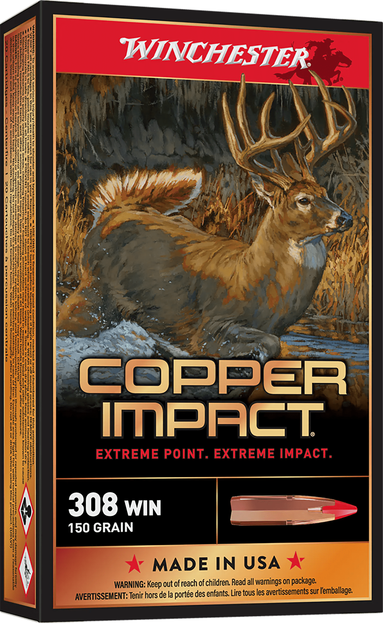 Winchester Ammo X308CLF Copper Impact  308Win 150gr Copper Extreme Point Lead Free 20 Per Box/10 Case