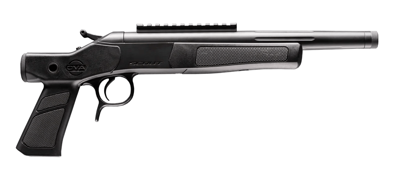 CVA CP804 Scout XP 350 Legend 1rd 11.50" Matte Stainless Steel Fluted Threaded Barrel, Picatinny Rail, Graphite Black XP Pistol Grip
