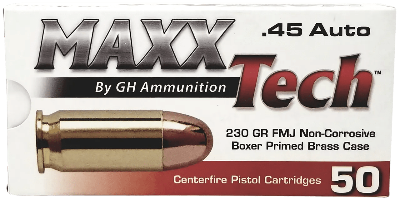 MaxxTech PTGB45B Brass Pistol  45ACP 230gr Full Metal Jacket 50 Per Box/10 Case