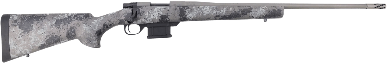 Howa HMFN22ARCGL 1500 Fence Line 22 ARC 5+1 22" Tungsten Cerakote Threaded Barrel, Tungsten Cerakote Aluminum Drilled & Tapped Receiver, Gray Light Camo Fixed Synthetic Stock, Right Hand