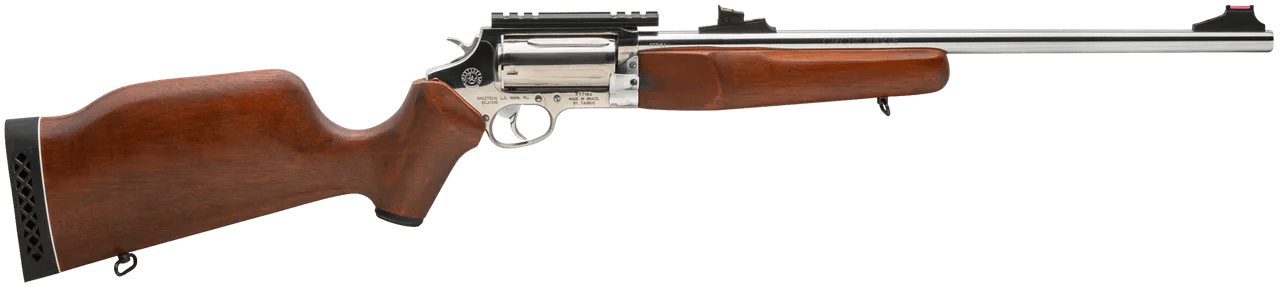 Rossi SCJ4510SS Circuit Judge 45 Colt (LC) Caliber or 410 Gauge with 5rd Capacity, 18.50" Barrel, Polished Stainless Metal Finish & Hardwood Monte Carlo Stock Right Hand (Full Size)