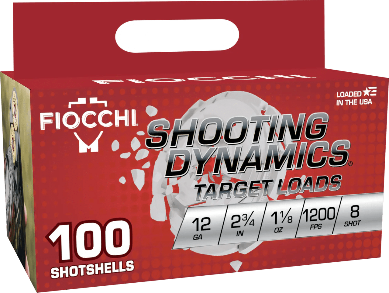 Fiocchi 12SDB188 Shooting Dynamics  12Gauge 2.75" 1 1/8oz 8Shot 100 Per Box/2 Case