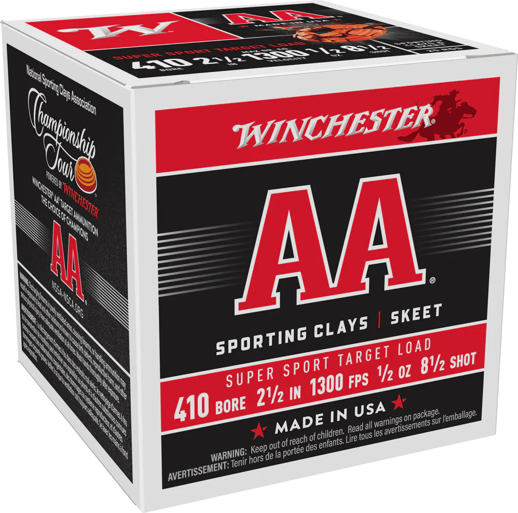 Winchester Ammo AASC4185 AA Super Sport Sporting Clay 410Gauge 2.50" 1/2oz 8.5Shot 25 Per Box/10 Case