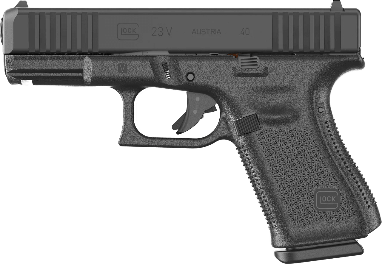 Glock PV2350201 G23 V 40 S&W 10+1 4.02" Black GMB Barrel, Black nDLC Steel Serrated Slide, Black Polymer Frame w/Accessory Rail, Interchangeable Backstrap Grip, Ambidextrous