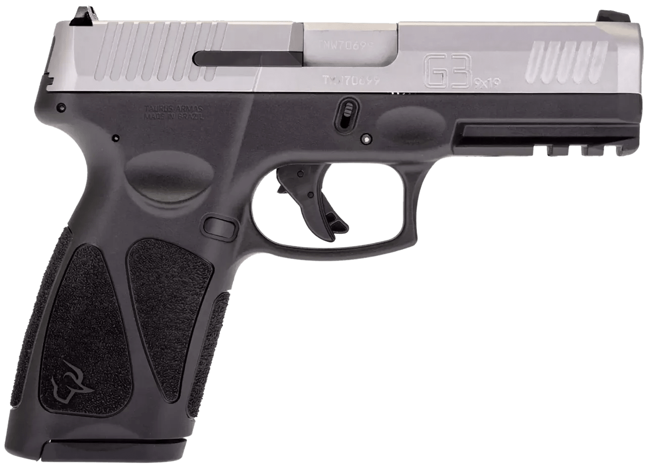 Taurus 1-G3B949-15 G3  Full Size Frame 9mm Luger 15+1 4" Matte Stainless Steel Barrel, Matte Serrated Stainless Steel Slide, Black Polymer Frame w/Picatinny Rail, Polymer Grip, Right Hand