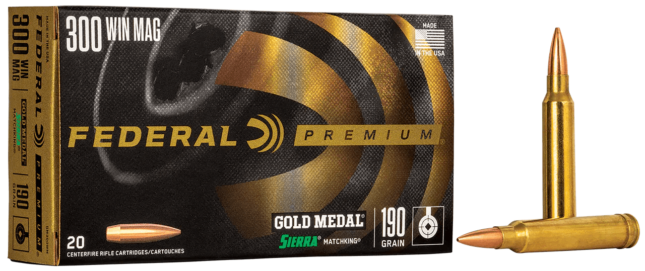 Federal GM300WM Premium Gold Medal 300WinMag 190gr Sierra MatchKing BTHP 20 Per Box/10 Case