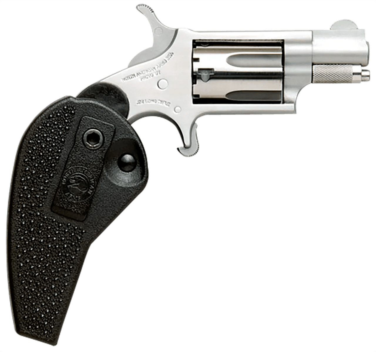 North American Arms 22MSHG Mini-Revolver  Compact Frame 22 WMR 5 Shot 1.13" Stainless Steel Barrel, Frame & Cylinder, Black Synthetic Holster Grip, Exposed Hammer