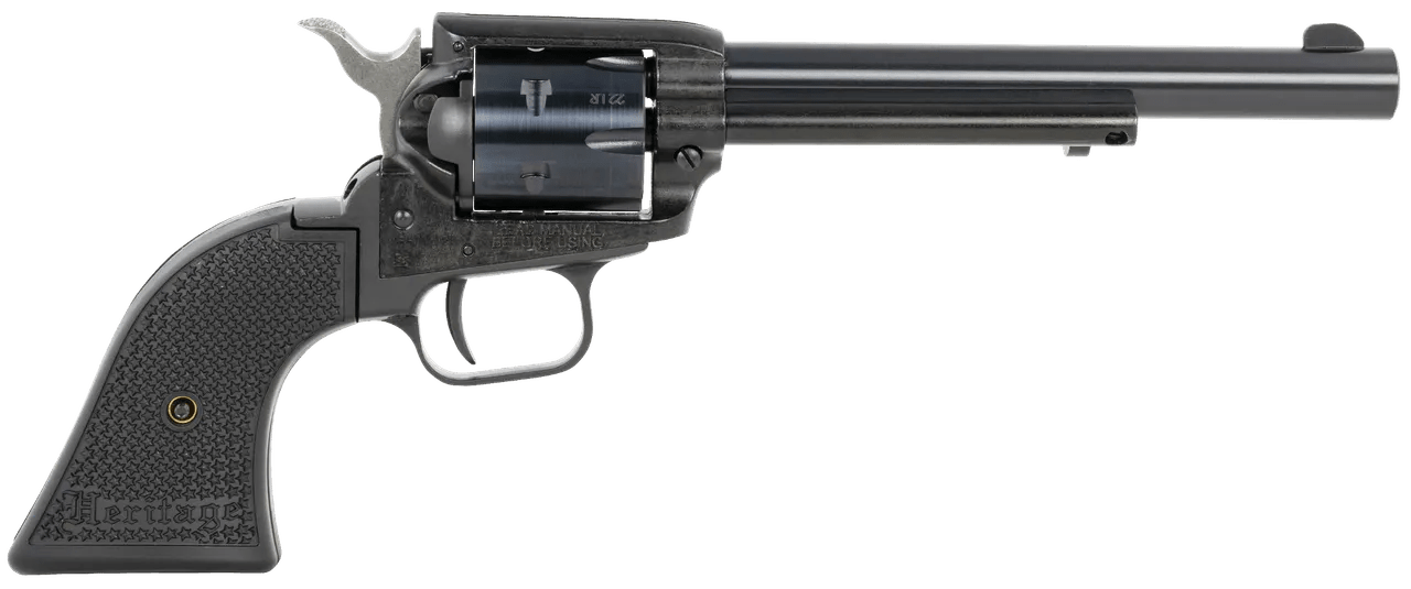Heritage Mfg RR22B6PG Rough Rider 22 LR 6 Shot, 6.50" Black Steel Barrel, Black Zinc Alloy Frame, Black Cylinder, Black Polymer Grip, Hammer/Thumb Safety, Exposed Hammer