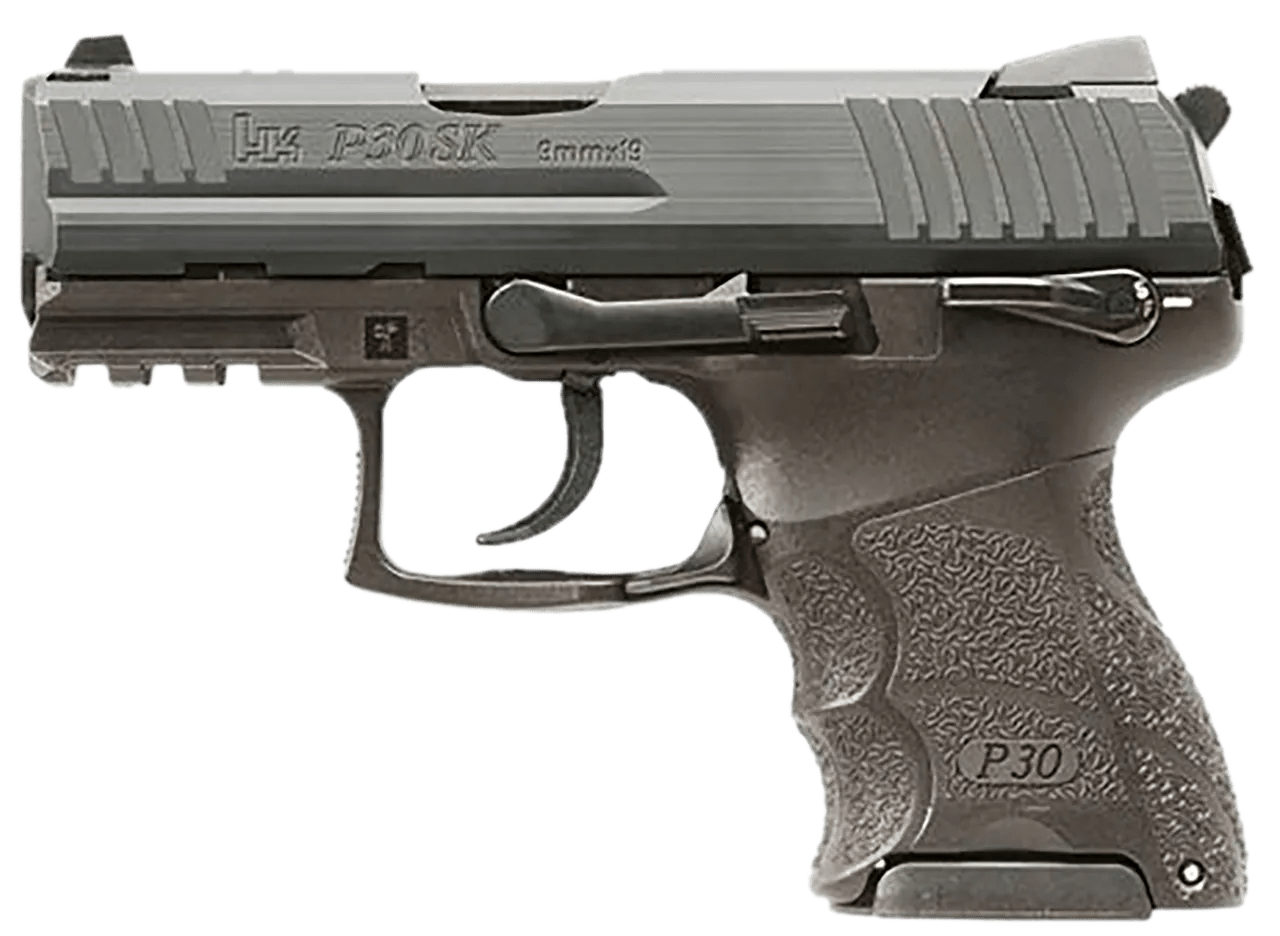 HK 81001110 P30SK V3 Sub-Compact Frame 9mm Luger 10+1 3.27" Stainless Steel Barrel, Black Cerakote Serrated Steel Slide, Black Polymer Frame w/Picatinny Rail, Ambidextrous