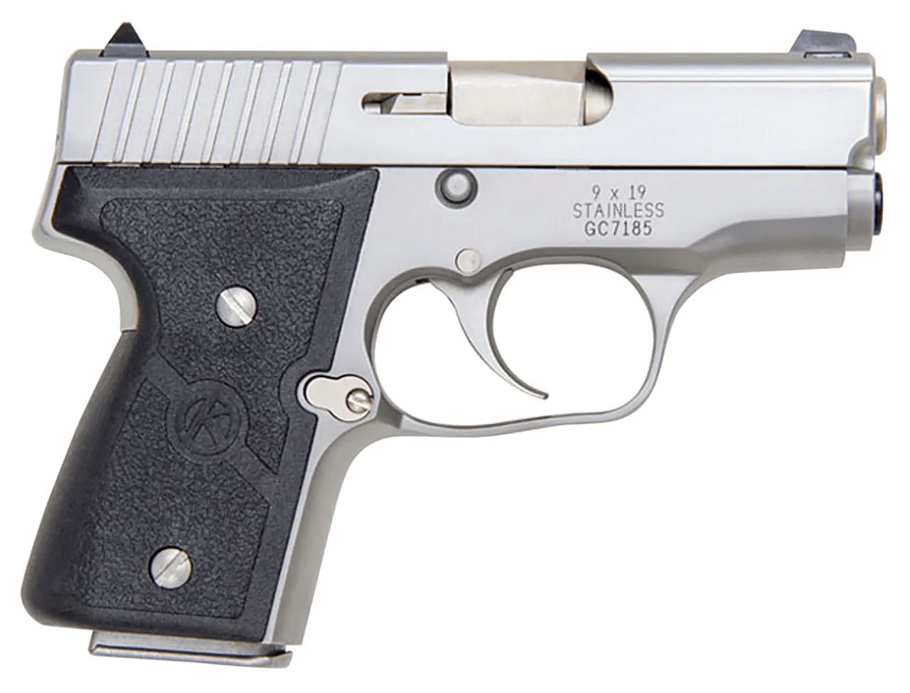 Kahr Arms M9093A MK *CA Compliant 9mm Luger Caliber with 3" Barrel, 6+1 or 7+1 Capacity, Overall Matte Stainless Steel Finish, Serrated Slide & Textured Wraparound Black Nylon Grip