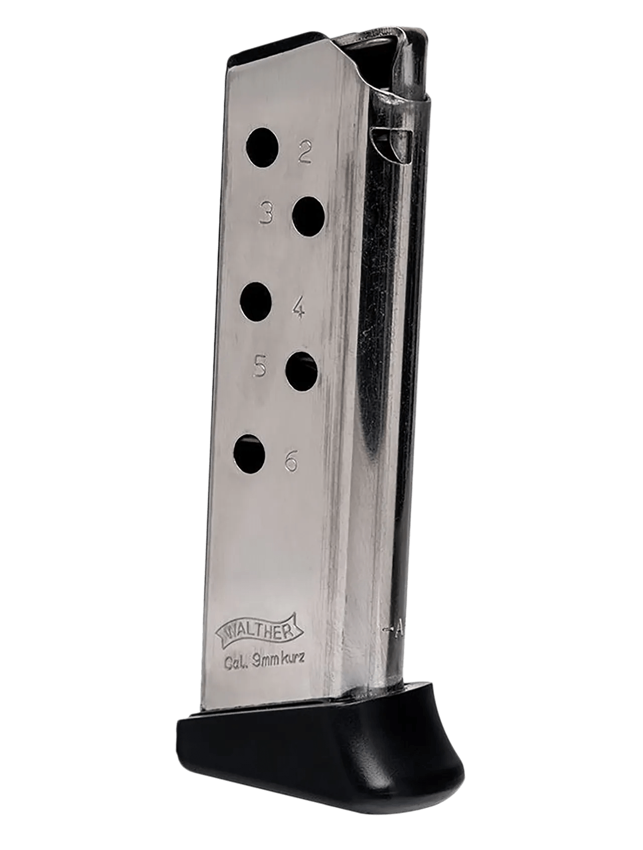Walther Arms 2246010 PPK  6rd Detachable w/Finger Rest 380 ACP Nickel Steel