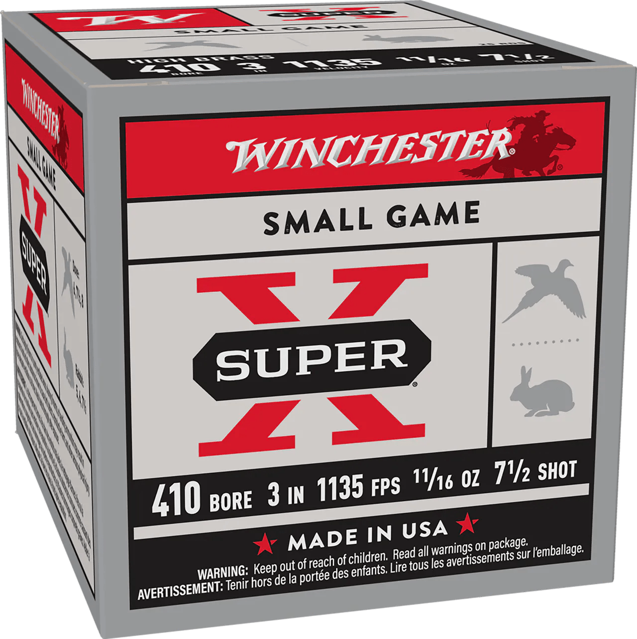 Winchester Ammo X4137 Super X Heavy Game Load High Brass 410Gauge 3" 11/16oz 7.5Shot 25 Per Box/10 Case
