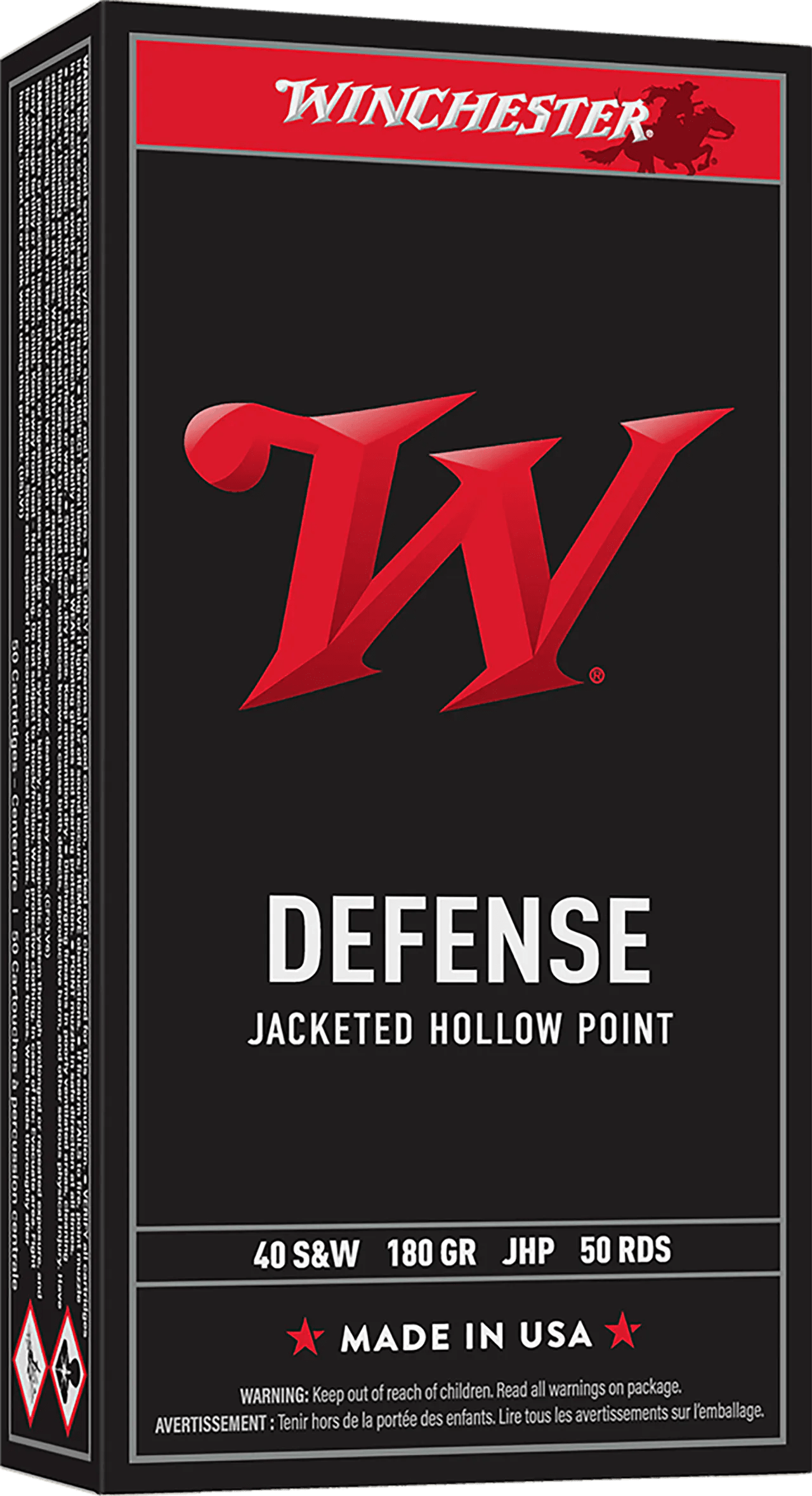 Winchester Ammo USA40JHP USA  40S&W 180gr Jacketed Hollow Point 50 Per Box/10 Case