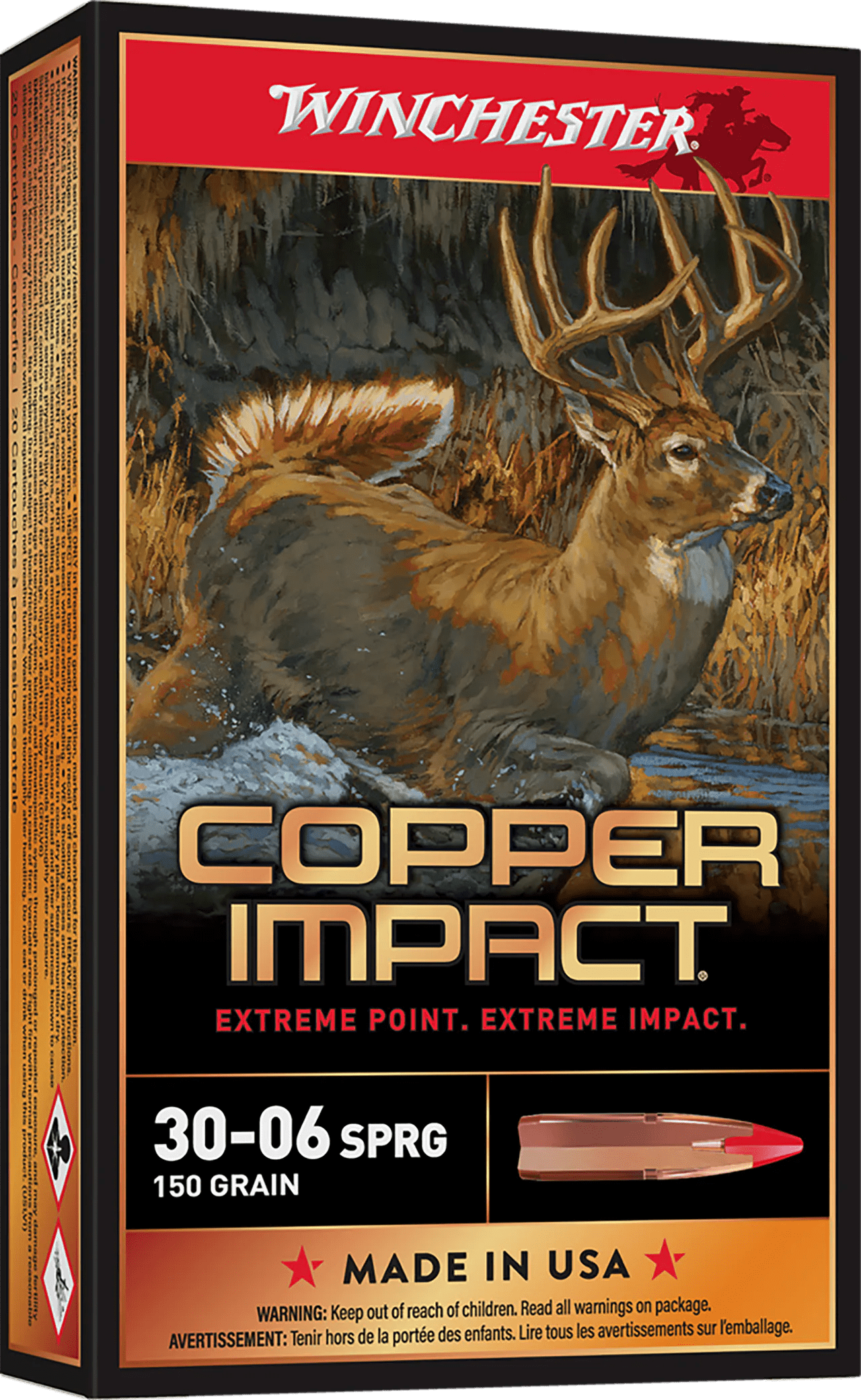 Winchester Ammo X3006CLF Copper Impact  30-06Springfield 150gr Copper Extreme Point Lead Free 20 Per Box/10 Case
